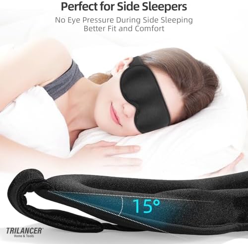 2025 Innovative Sleep Mask for Men and Women, Trilancer 3D 100% Light Blocking Design, Comfortable Eye mask, Blackout Blindfold for Sleeping, Nap, Meditation, Travel (Black) - Image 7