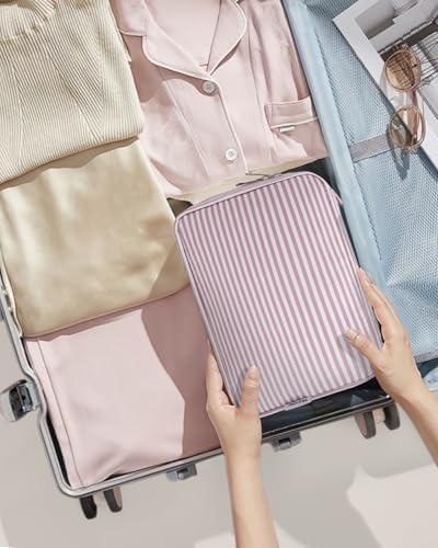 Travel Hanging Toiletry Wash Bag Makeup Cosmetic Organizer for Women Waterproof (Dusty Rose Stripe) - Image 7