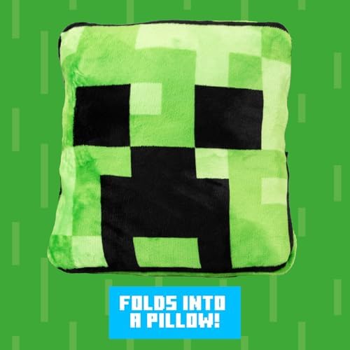 Minecraft Creeper 2-in-1 Cushion Blanket - Officially Licensed Microsoft Travel Blanket, Foldable Soft Fluffy Throw, Compact Design for Living Room or Bedroom Decor, 120cm x 150cm| Paladone - Image 2