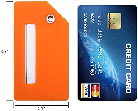 Silicone Luggage Tag with Name ID Card Perfect to Quickly Spot Luggage Suitcase by Ovener (Orange 2 Pack Tags) - Image 2