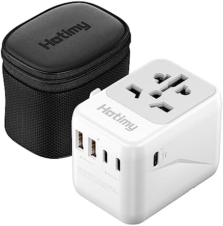 Worldwide Travel Adapter with USB C, Hotimy Universal Plug Adaptor with 5.6A Multi USB Ports (3 USB C + 2 USB A) International Socket 10A Fuses, Travel Plugs for Europe UK US AUS (Type C/G/A/I)