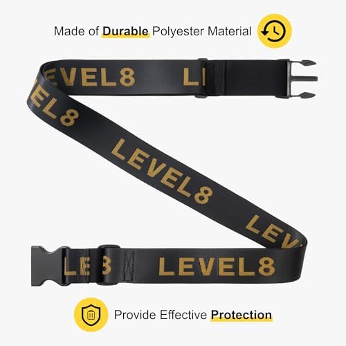 LEVEL8 Luggage Straps for Suitcase, Adjustable Belts Travel Accessories (Black, 2 PCS Set) - Image 3