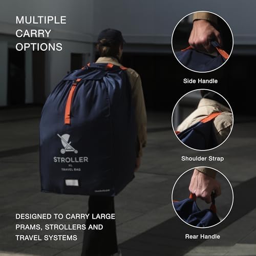 XL Stroller Travel Bag - Extra Large Pushchair and Pram Bag for Airplane, Navy - Image 5