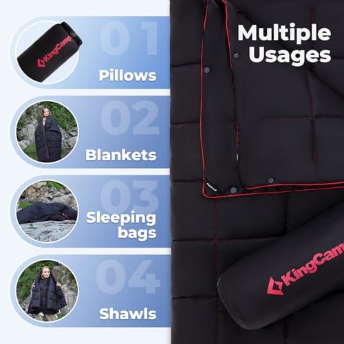 KingCamp Camping Blanket Lightweight Outdoor, Travel Blanket Multifunctional Warm, Sleeping Blankets Ultralight with Snap Button, Sleeping Quilt for Picnics Beach Camping Hiking Car Indoor - Image 2