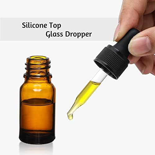 AOZITA 4 x 10ml Amber Brown Glass Bottles with Dropper Pipettes - Come with 1 Stainless Steel Funnel & 4 Lables - Tincture Dropper Bottles for Essential Oils, Aromatherapy Blends, Liquids - Image 5