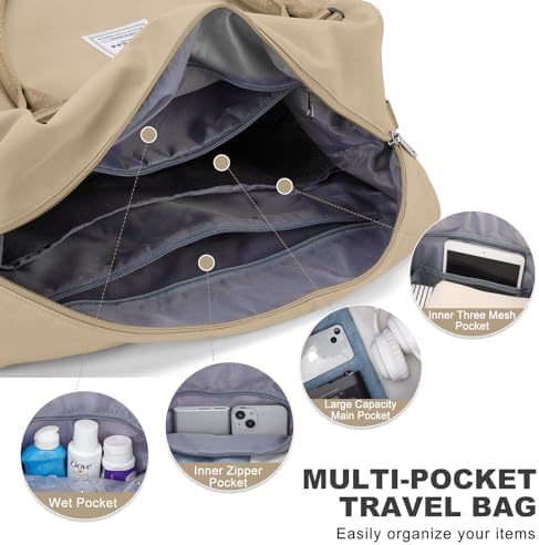 for Ryanair Airlines Underseat Cabin Bag 40X20X25 Weekend Overnight Carry on Holdall for Women Travel Duffel Sport Gym Tote Mum Hospital Bags with Wet Pocket,F11-Khaki - Image 8