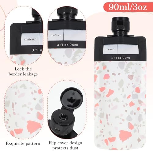 Sibba 6 Pcs Leak Proof Empty Squeeze Pouches 3 oz Portable Shampoo Liquid Container Refillable Travel Size Containers TSA Approved Travel Bottles Makeup Packing Bag for Lotion Face Cream Hand Soap - Image 3