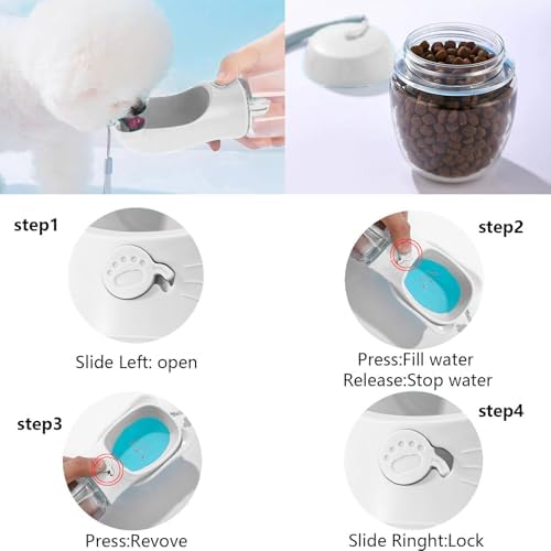 Alitent Portable Leakproof Dog Water Bottle Bowl with Snack Container, Travel Water Bowls, Stuff Food Drinking Thinyey, Hand Free Walking Accessories Small Dogs Breesd UK - Image 5