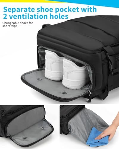 Cabin Bags for Ryanair 40x20x25 Underseat Travel Bag 11 Pockets Hand Luggage Bag Cabin Bag with Separate Shoe Pocket for Women & Men Carry on Bag, 20L, Black - Image 8