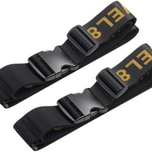 LEVEL8 Luggage Straps for Suitcase, Adjustable Belts Travel Accessories (Black, 2 PCS Set)