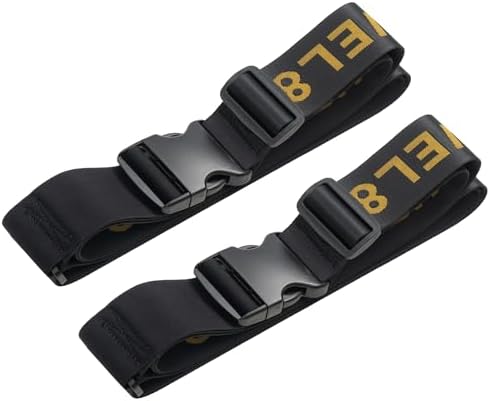 LEVEL8 Luggage Straps for Suitcase, Adjustable Belts Travel Accessories (Black, 2 PCS Set)