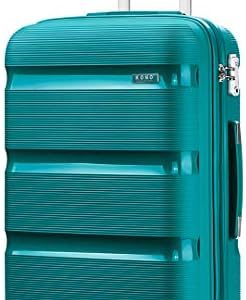 Kono Large Suitcase Hard Shell Travel Trolley 4 Spinner Wheels Lightweight Polypropylene Check in Luggage with TSA Lock (Turquoise,76cm/100L)