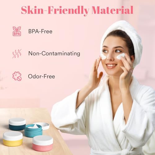 Travel Containers for Toiletries, Silicone Pots With Clear Bag, 40ml TSA Approved Leak-Proof Essentials for Cosmetic Face Body Hand Cream (4 Pack) - Image 4