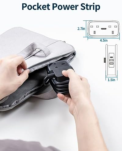 NTONPOWER Travel Extension Lead, Extension Lead with USB Slots, 1.2M Extension Cord Compact Extension Lead with 2 Way Outlets 3 USB(1 Type C) for Cruise Travel Essential Hotel Home Office Camping - Image 2