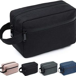 FUNSEED Travel Toiletry Bag for Women and Men, Shaving Bag for Toiletries Accessories, Foldable Storage Bags with Handle for Cosmetics Brushes Tools,Black