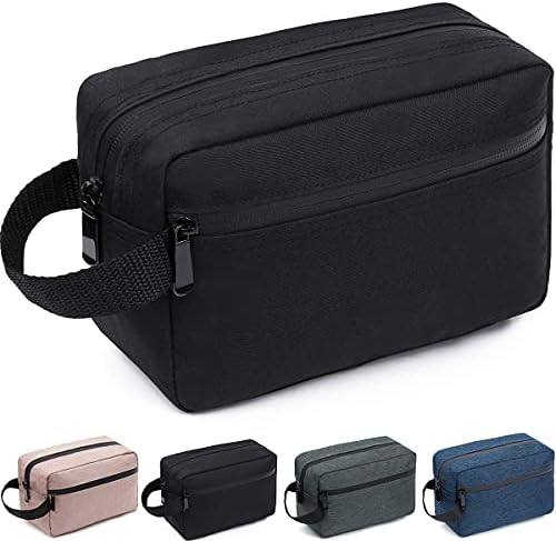 FUNSEED Travel Toiletry Bag for Women and Men, Shaving Bag for Toiletries Accessories, Foldable Storage Bags with Handle for Cosmetics Brushes Tools,Black