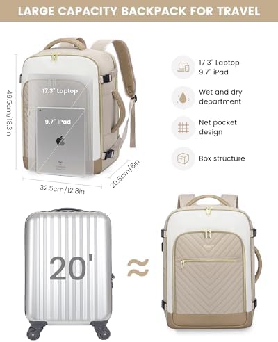 LOVEVOOK Travel Backpack Womens Cabin Bag Large 17 inch Laptop Rucksack for Plane Hand Luggage Waterproof Weekend Overnight Carry On Bag for Ladies 40L Maternity Hospital Bags - Image 5