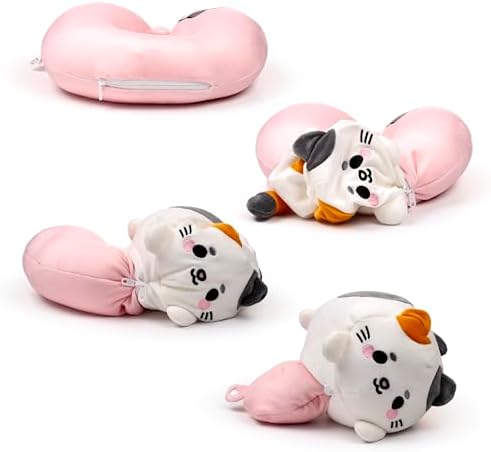 Puckator Swapseazzz Adoramals Cat 2-in-1 Plush Travel Pillow & Toy - Neck Flight Airplane Pillow For Travel - Kids Neck Pillows Cushion For Sleeping Neck Pain Adults - Airport Essentials - Image 6