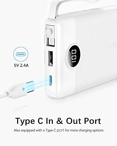 VRURC 10000mAh Power Bank With Built in Cables,USB C Battery Pack Portable Charger with 5 Outputs 2 Inputs Powerbank LED Display compatible with iPhone 14 13 12 Samsung S21 S20 Xiaomi iPad - Image 5