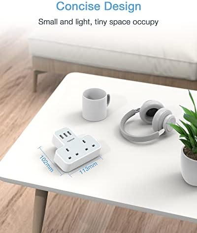 UK to European Plug Adapter, TESSAN Grounded Schuko European Plug Travel Adapter with 3 USB, UK to EU Euro Europe for Spain France Iceland Germany Greece Poland Type E F Adaptor - Image 5