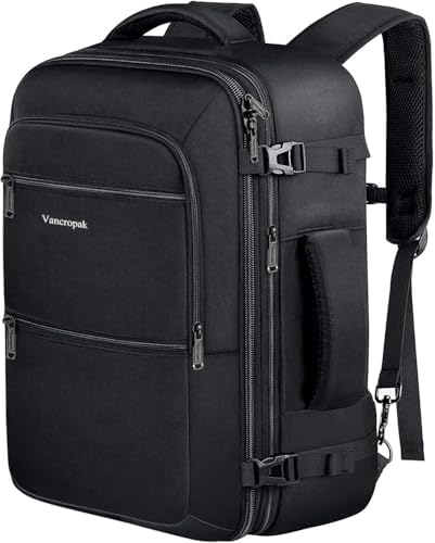 Vancropak Easyjet Cabin Bag 45x36x20 Underseat, Expandable Travel Backpack Cabin Size for Easyjet, Water Resistant Carry on for Men Women, TSA Hand Luggage Backpack, Black - Image 9