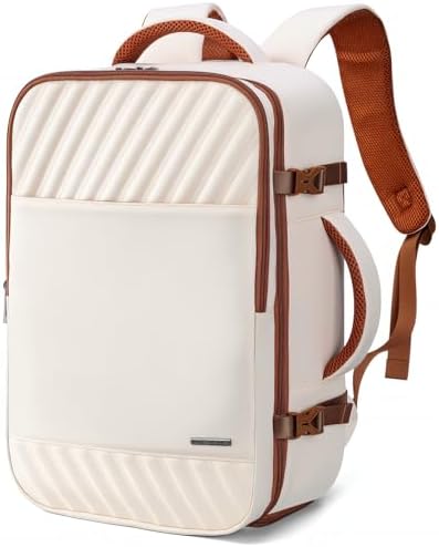 Carry on Backpack with Shoe Compartment & Wet Pocket, 20L Flight Approved Travel Backpack for Women & Men, Waterproof Backpacks,15.6 Inch Laptop Rucksack Casual Daypack (Beige)