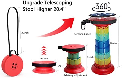 ALEVMOOM 20.4" Portable Folding Stool&Chair with Cushion and Bag with 440lbs Load Capacity Retractable Collapsible Foldable Telescopic Stool for Fishing Camping Hiking(Red Rainbow) - Image 3