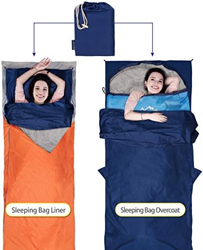 MYCARBON Travel Sleeping Bag Liner, 100% Cotton Durable and Super Soft 220 x 90 cm Roomy Travel Sheet Portable Lightweight for Camping Bed Bag, Hostels, Coaches, Picnic, Trains with Pillow Pockets - Image 6