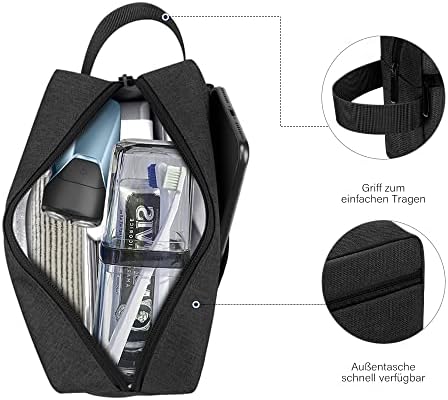 Toiletry Bag for Men, Portable Travel Wash Bag Waterproof Shaving Bag Toiletries Accessories Cosmetic Bag Make Up Bag, Gym Shower Bathroom Makeup Bag with Handle (Black) - Image 2