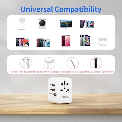 Universal Travel Adapter, Hotimy Worldwide Travel Adapter with USB C & 2 USB A Ports, Dual 10A Fused International Power Adapter, Universal Plug Adaptor All in One for Europe, UK, US, Australia & More - Image 6