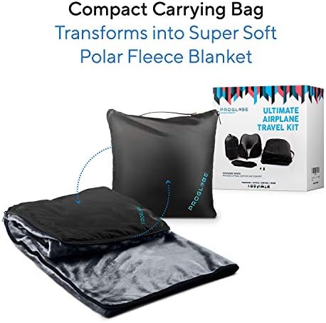 Travel Blanket Luxury Travel Set, Ergonomic Airplane Neck Pillow 100% Memory Foam and Super Soft Fleece Blanket, Premium 3D Sleep Mask & Earplugs, Black - Image 6