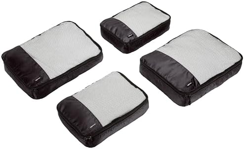 Amazon Basics Packing Cubes for Suitcases, Travel Organisers, Zipper, 4-Piece Set Bags, 2 Large and 2 Medium, Black - Image 3