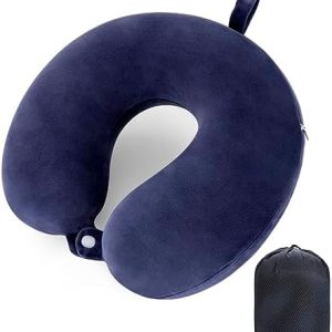 Travel Pillow Neck Pillow Memory Foam Travel Pillows Head Support Cushion for Airplane Train Car Office Travel Essential Flight Pillows for a Long Hauls Sleeping Rest (Navy Blue)