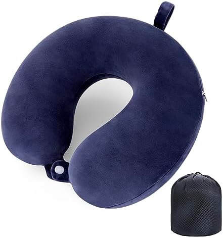 Travel Pillow Neck Pillow Memory Foam Travel Pillows Head Support Cushion for Airplane Train Car Office Travel Essential Flight Pillows for a Long Hauls Sleeping Rest (Navy Blue)