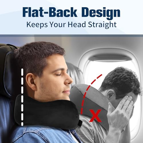 Travel Pillow for Airplane, Neck Pillow for Travel, Memory Foam Travel Neck Pillow for Adults, Adjustable & Compact Flight Pillow, Ergonomic Neck Cushion, With Ear Plugs, Eye Mask, Carry Bag - Image 4
