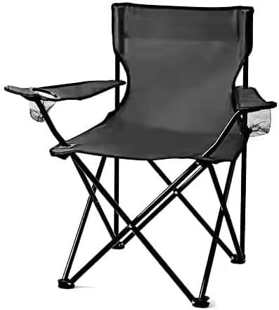 Camping Chair Lightweight Folding Cup Holder Carry Bag 100kg Capacity (Pack of 1, Black)