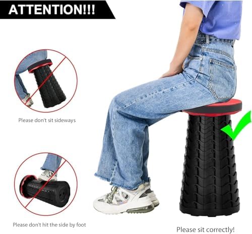 Portable Folding Stool for Camping Outdoor - Max Load Capacity 396 LBs - LUXJET Small Folding Chair for Hiking, Fishing, Travel (Red) - Image 6