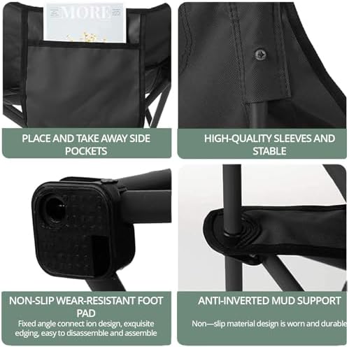 Folding Camping Chair Lightweight and Portable with Storage Bag, Heavy-Duty Steel Frame, Breathable Oxford Fabric, Ergonomic Back Support, Compact for Hiking, Lawn, Picnic, Fishing (Grey) - Image 6