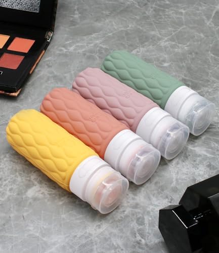 100 ml Silicone Travel Bottles for Toiletries with Labels/Clear Bag, Holiday Travel Essentials Leakproof Refillable Squeeze Travel Size Containers Set for Shampoo and Conditioner - Image 6