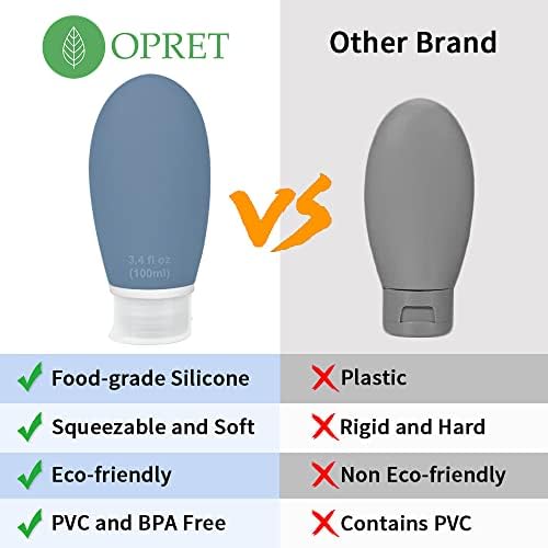 Opret 100ml Silicone Travel Bottle for Toiletries, 4 Pack Leak Proof Refillable Travel Containers Squeezable Travel Essentials for Shampoos, Conditioner and Cream, BPA Free and TSA Approved - Image 5