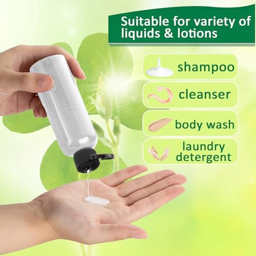 6PCS 50ml Plastic Travel Bottles with Flip Cap Empty Squeeze Bottles Refillable Travel Container with Funnel & Labels Approved for Liquids Lotion Toiletries Cosmetic(Transparent - Image 5
