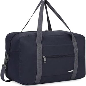 Small Cabin Bag 40x20x25 for Ryanair Airlines Underseat Travel Bag Water-Resistant Hand Luggage Bag Holdall Bag Weekend Overnight Bag for Women Men by WANDF (Dark Blue 20L with Should Strap)