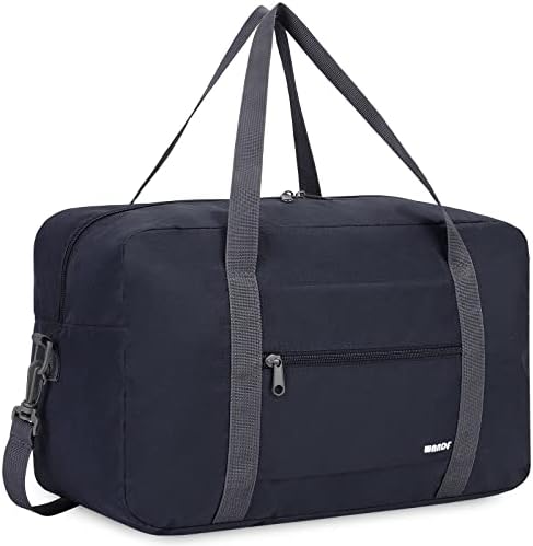 Small Cabin Bag 40x20x25 for Ryanair Airlines Underseat Travel Bag Water-Resistant Hand Luggage Bag Holdall Bag Weekend Overnight Bag for Women Men by WANDF (Dark Blue 20L with Should Strap)