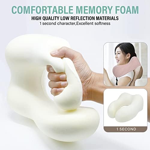 Travel Pillow Neck Pillow for Travel Airplane Memory Foam Flight Pillow for Cars, Trains, Home, Offices (Pink) - Image 2