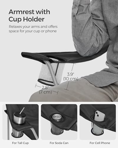 SONGMICS Set of 2 Folding Camping Chairs, Outdoor Chairs with Armrests and Cup Holder, Stable Structure, Max. Capacity 120 kg - Image 6