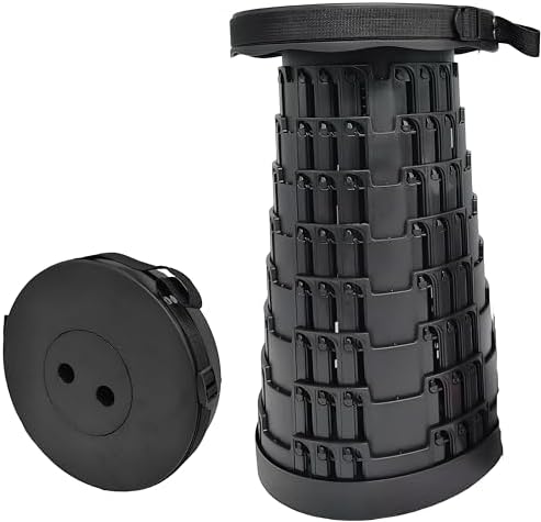 Portable Folding Stool Lightweight More Sturdy with Load Capacity 180KG, Retractable Plastic Foldable Collapsible Stool for Camping Fishing Hiking BBQ Outdoors Indoors Kitchen