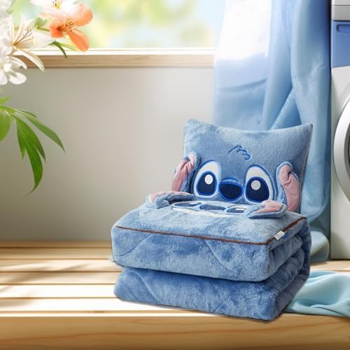 2 in 1 Pillow stitch Blanket-Gift for Family, Fleece Flannel stitch Blankets for Adults Children Soft and Warm Sleeping Blanket (B) - Image 2