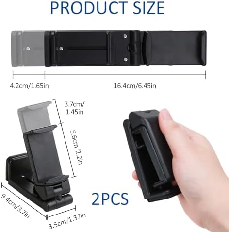 Airplane in Flight Phone Holder, 360° Rotatable Universal Desk Stand Compatible with iPhone/Galaxy Android Phones, Portable Adjustable Mount Travel Essential for Plane,Train,Work (B-Black 2pcs) - Image 4