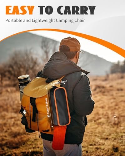 Ultralight Folding Camping Chairs, Compact Folding Chairs with Both Side Breathable Mesh & Side Pocket, Backpack, Aluminum Bracket, for Outdoor Camping, Travel, 150KG Load Capacity - Image 5