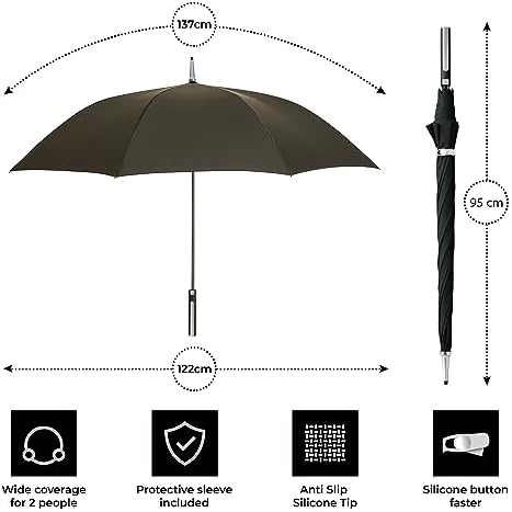 Windproof Umbrella Automatic Open Press Button, Rainproof with UV Protection, Wind Resistant, Stick Large Umbrellas for Women & Men Perfect for Travel Gifts - Image 4